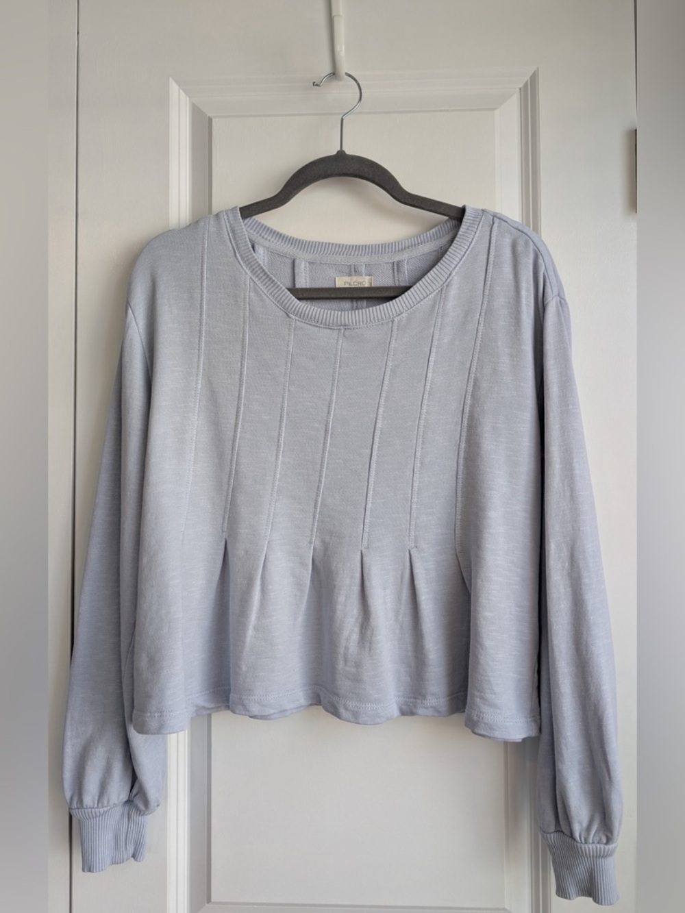 Anthropologie Pilcro Women’s Box Pleated Sweatshirt Sky Blue Size Small
